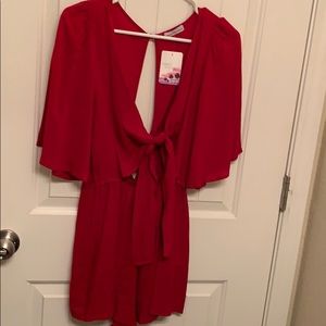 Dainty Hooligan red romper